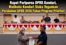 Rapat Paripurna DPRD Kendari, Walikota Kendari Siska Tegaskan Perubahan APBD 2026 Fokus Program Prioritas