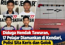 Diduga Hendak Tawuran, 17 Pelajar Diamankan di Kendari, Polisi Sita Keris dan Golok
