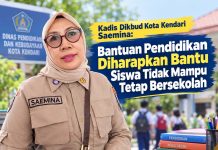 Kadis Dikbud Kota Kendari Saemina: Bantuan Pendidikan Diharapkan Bantu Siswa Tidak Mampu Tetap Bersekolah