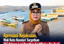Apresiasi Kejaksaan, Wali Kota Kendari Siska Targetkan 397 Nelayan Lagi Dapatkan Sertifikat e-Pas Kecil