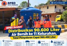 BPBD Kendari Distribusikan Air Bersih ke 11 Kelurahan, Total Penyaluran Capai 960.400 Liter
