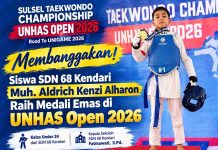 Membanggakan! Siswa SDN 68 Kendari Muh. Aldrich Kenzi Alharon Raih Medali Emas di UNHAS Open 2026